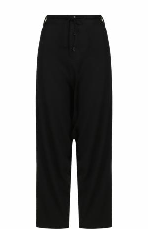 Шерстяные брюки с заниженной линией шага Yohji Yamamoto. Цвет: черный