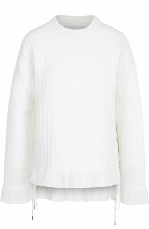 Пуловер факутрной вязки с круглым вырезом Paco Rabanne. Цвет: белый
