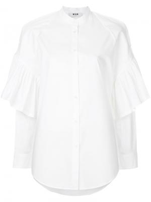 Многослойная рубашка с оборкой MSGM. Цвет: белый