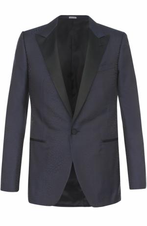 Вечерний шелковый пиджак с остроконечными лацканами Lanvin. Цвет: темно-синий