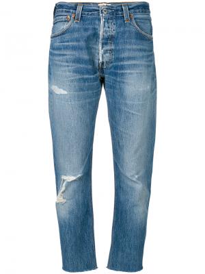 Укороченные джинсы Re/Done. Цвет: синий
