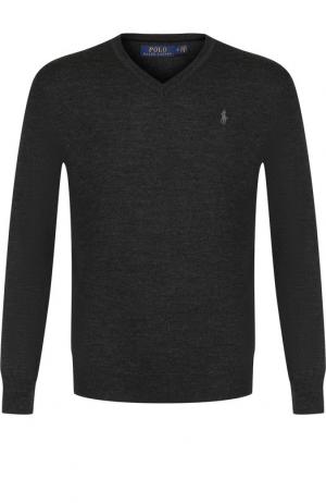 Шерстяной пуловер тонкой вязки Polo Ralph Lauren. Цвет: темно-серый