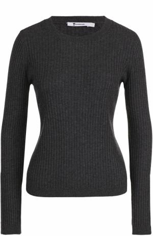 Пуловер фактурной вязки с круглым вырезом T by Alexander Wang. Цвет: темно-серый