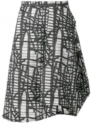 Асимметричная юбка с графическим принтом Chalayan. Цвет: чёрный