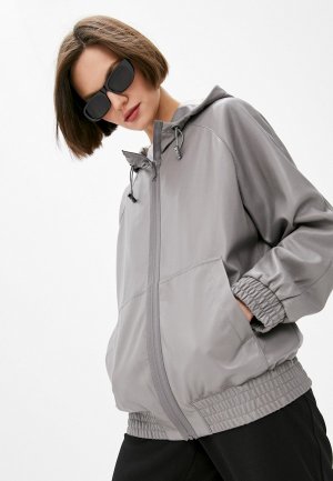 Куртка кожаная DKNY. Цвет: серый
