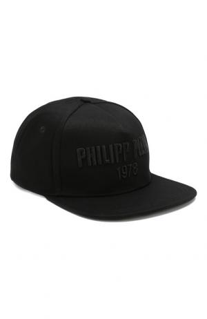 Хлопковая бейсболка с логотипом бренда Philipp Plein. Цвет: черный