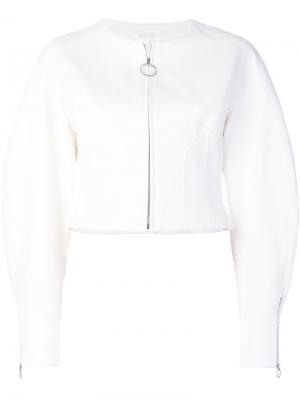 Укороченный пиджак с объемными рукавами Jonathan Simkhai. Цвет: белый