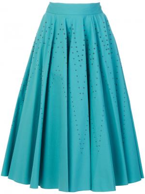 Широка юбка миди Bottega Veneta. Цвет: синий