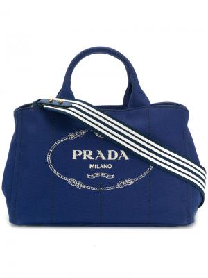 Большая сумка-тоут Giardiniera Prada. Цвет: синий