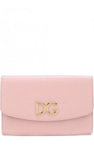 Кожаный клатч на цепочке Dolce & Gabbana. Цвет: светло-розовый