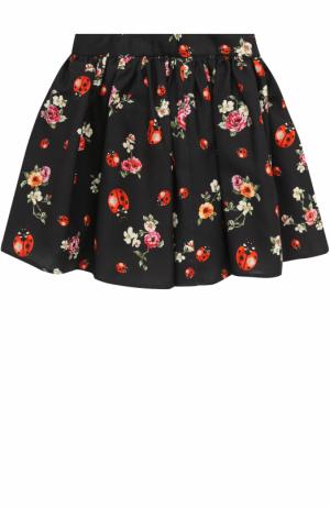 Хлопковая юбка-миди свободного кроя с принтом Dolce & Gabbana. Цвет: синий