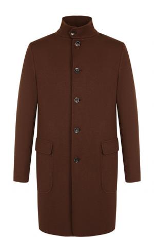 Однобортное кашемировое пальто с воротником-стойкой Loro Piana. Цвет: коричневый