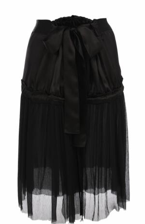 Полупрозрачная шелковая юбка-миди Ann Demeulemeester. Цвет: черный