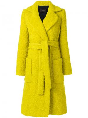 Фактурное пальто с поясом Odeeh. Цвет: жёлтый и оранжевый