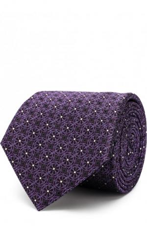 Шелковый галстук с узором Canali. Цвет: фиолетовый