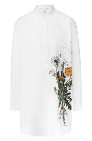 Хлопковая блуза с декоративной отделкой Oscar de la Renta. Цвет: белый