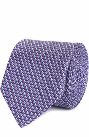 Шелковый галстук с узором Ermenegildo Zegna. Цвет: сиреневый