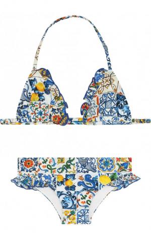 Раздельный купальник с оборками Dolce & Gabbana. Цвет: разноцветный