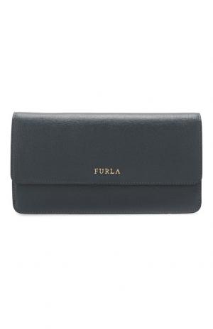 Кожаный кошелек с клапаном и логотипом бренда Furla. Цвет: серый
