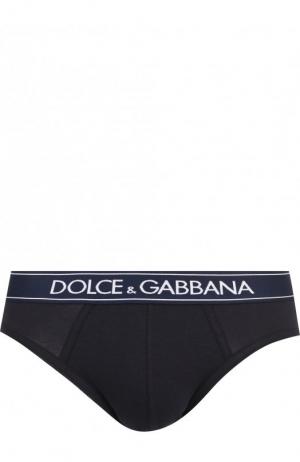 Хлопковые брифы с широкой резинкой Dolce & Gabbana. Цвет: синий