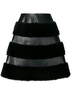 Юбка с меховой отделкой Comme Des Garçons Noir Kei Ninomiya. Цвет: чёрный