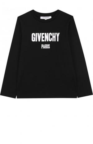 Хлопковый лонгслив с логотипом бренда Givenchy. Цвет: черный