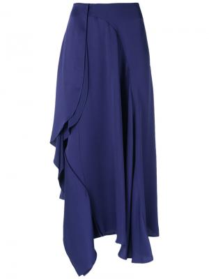 Асимметричная юбка миди Tufi Duek. Цвет: синий