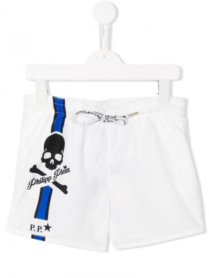 Пляжные шорты White Sand Philipp Plein Junior. Цвет: белый