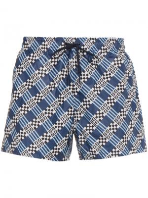 Плавательные шорты с принтом логотипа Fendi. Цвет: синий