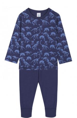 Хлопковая пижама с принтом Sanetta. Цвет: синий