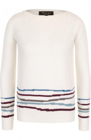 Кашемировый пуловер с вырезом-лодочка Loro Piana. Цвет: белый