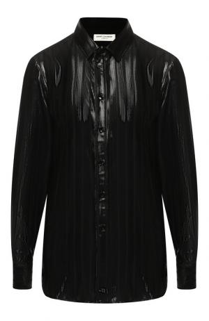 Шелковая блуза с отложным воротником Saint Laurent. Цвет: черный