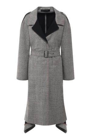 Шерстяное пальто с поясом Roland Mouret. Цвет: серый
