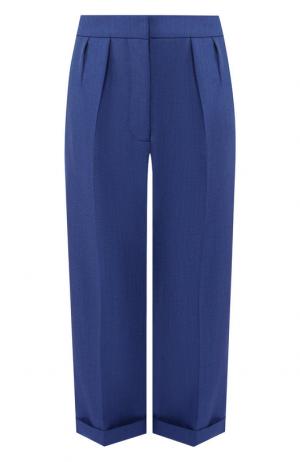 Укороченные  шерстяные брюки с отворотами Burberry. Цвет: голубой