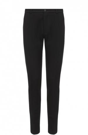 Хлопковые брюки прямого кроя с контрастной прострочкой Dolce & Gabbana. Цвет: черный