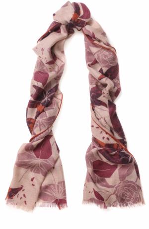 Кашемировая шаль с цветочным принтом Loro Piana. Цвет: бордовый