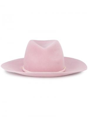 Шляпа-федора Nella с помпоном Yosuzi. Цвет: розовый и фиолетовый