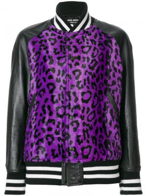 Куртка-бомбер с леопардовым рисунком Junya Watanabe Comme Des Garçons. Цвет: розовый и фиолетовый