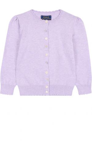 Хлопковый пуловер на пуговицах Polo Ralph Lauren. Цвет: сиреневый