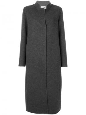 Длинное пальто с контрастными лацканами Manzoni 24. Цвет: серый