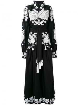 Длинное платье с этнической вышивкой Yuliya Magdych. Цвет: чёрный