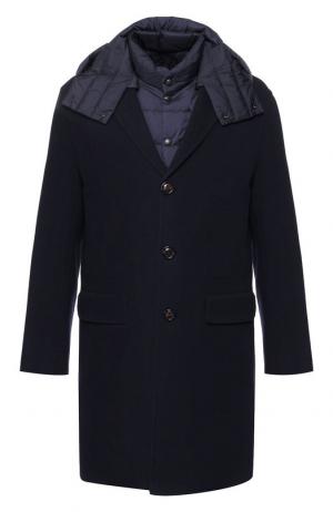 Пальто Guilain из смеси шерсти и кашемира с подстежкой Moncler. Цвет: темно-синий