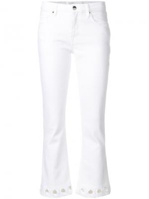 Укороченные джинсы с вырезами Victoria Beckham. Цвет: белый