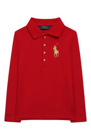 Хлопковое поло с длинными рукавами Polo Ralph Lauren. Цвет: красный