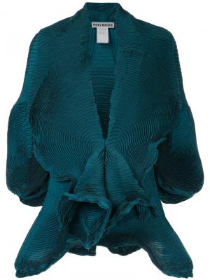 Плиссированный пиджак с короткими рукавами Issey Miyake. Цвет: зелёный