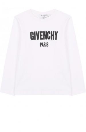 Хлопковый лонгслив с логотипом бренда Givenchy. Цвет: белый