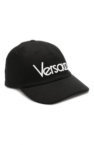 Хлопковая бейсболка с логотипом бренда Versace. Цвет: черный