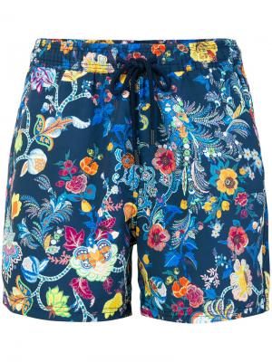 Плавательные шорты с цветочным принтом Etro. Цвет: синий