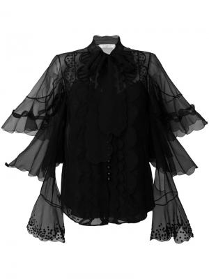 Блузка из органзы с вышивкой Chloé. Цвет: чёрный