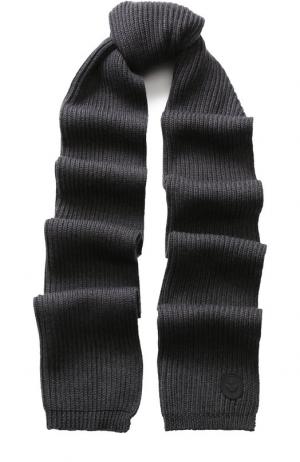 Шерстяной шарф фактурной вязки Dsquared2. Цвет: серый